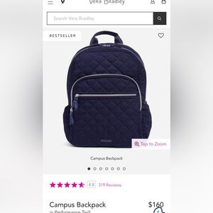 Vera Bradley Navy Blue Campus Backpack